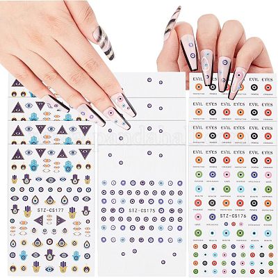 Evil Eye Nail Art Stickers 3D Self Adhesive Blue Eyes Pattern Turkish Blue Eye  Nail Art Decals Fatima Design Manicure Tips DIY Nail Decoration Accessory :  Buy Online at Best Price in