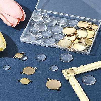 Наборы для изготовления соединителей для кабошонов из нержавеющей стали 201 своими руками DIY-FS0008-30-1