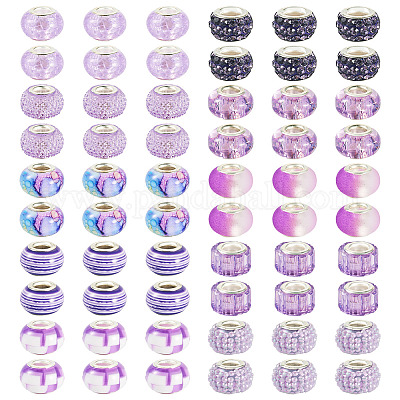 62 шт. 10 стиля европейских бусин со стразами из смолы и полимерной глины RESI-TA0004-07-1