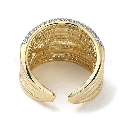 Кольца-манжеты для пальцев из латуни с микропаве из кубического циркония для женщин RJEW-C114-16B-G-1