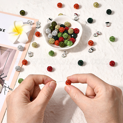 Рождественская тема 84 шт. 7 цвета ручной работы из полимерной глины со стразами круглые бусины RB-PA0001-06-1