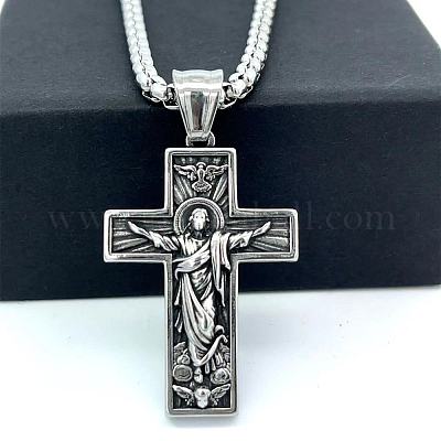 Старинные греческие ожерелья из нержавеющей стали с крестом Иисуса для женщин и мужчин OK2125-1