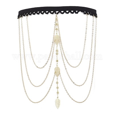 Латунные многослойные листовые кисточки цепи для бедер и ног&nbsp;AJEW-AN00656-1