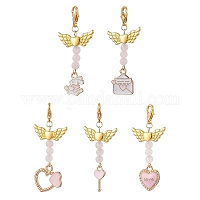 Подвеска из сплава с эмалью ко Дню святого Валентина HJEW-JM02028-01-1