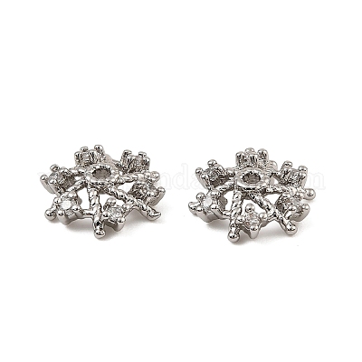 Колпачки для бусин из прозрачного кубического циркония из латуни KK-K374-24P-1