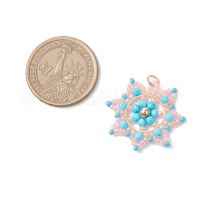 Подвески-снежинки из стеклянных бусин PALLOY-MZ00953-02-1