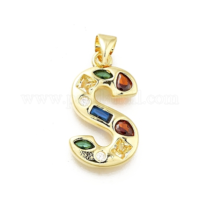 Латунные микропаве прозрачные подвески с фианитом KK-G521-01G-S-01-1