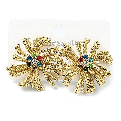 Серьги-гвоздики из нержавеющей стали 304 с микропаве из прозрачных кубических цирконий для женщин EJEW-B112-02G-03-1