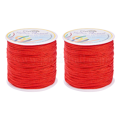 Wholesale OLYCRAFT 160M 1mm Nylon Chinese Knotting Cord Red Rattail Macrame  Thread Nylon Beading String Cord 