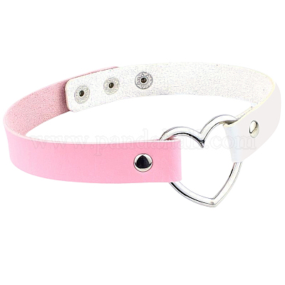 Регулируемые готические двухцветные ожерелья-чокеры из искусственной кожи в форме сердца для женщин NJEW-WH20816-007P-E-1