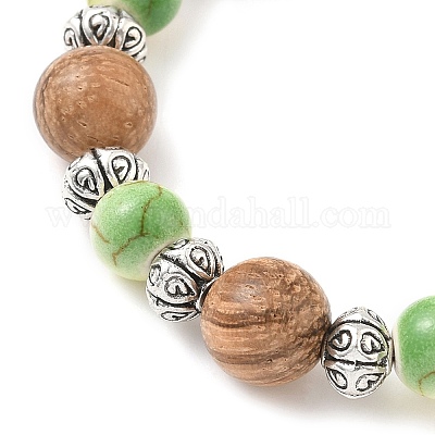 Плоские круглые браслеты с подвесками в виде дерева жизни из сплава BJEW-JB12358-03-1