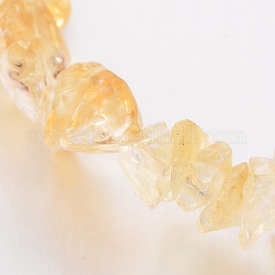 Натуральные цитриновые (окрашенные и нагретые) чипсы и круглые браслеты из бисера из бисера с чакрами и натуральным драгоценным камнем BJEW-JB01990-04-1