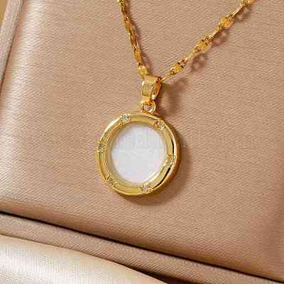 Модные латунные прозрачные кубические цирконии плоские круглые подвески ожерелья женские универсальные аксессуары MS7483-1-1