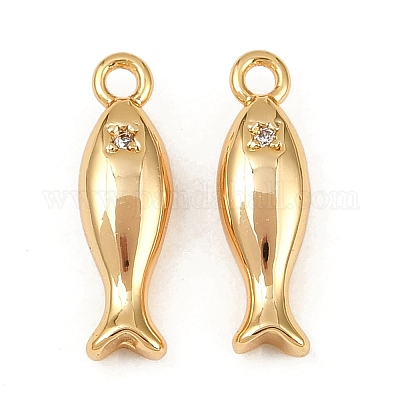 Подвески из латуни с микропаве из кубических цирконий на тему океана KK-F902-08A-G-1