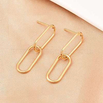 Овальные серьги-гвоздики из нержавеющей стали 316 EJEW-D339-04G-1