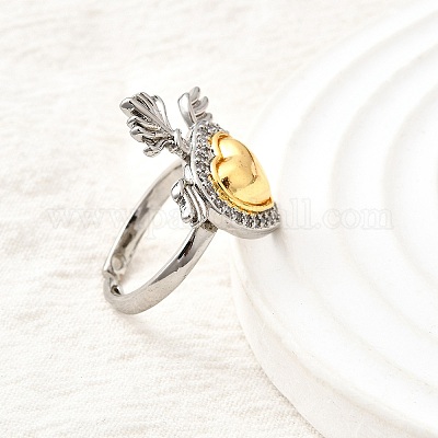 Манжеты из латуни с микро паве кубический цирконий для женщин RJEW-F184-01B-GP-1