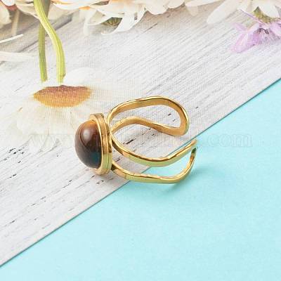 Кольцо-манжета с натуральными и синтетическими драгоценными камнями RJEW-JR00366-1