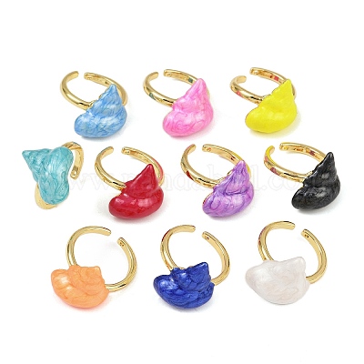 Латунные эмалевые регулируемые манжеты для женщин RJEW-G357-01O-1