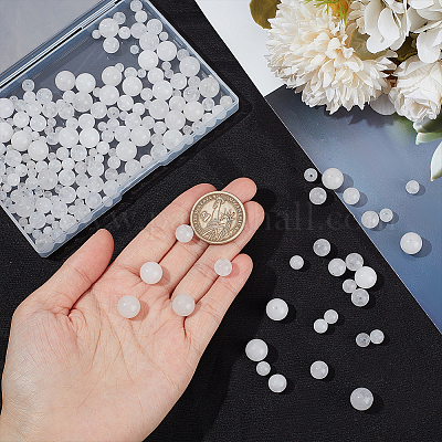 4 нитка 4 стиля круглых бусин из натурального белого нефрита G-NB0005-12-1