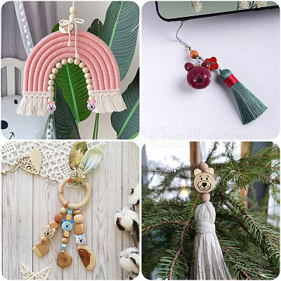 70 шт. 7-х цветные бусины с принтом из натурального дерева WOOD-GL0001-09-1