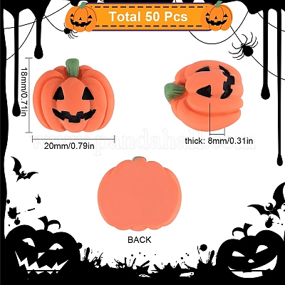 50 шт. тыквенные кабошоны из непрозрачной смолы RESI-SC0003-34-1