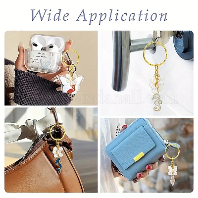 5 шт. брелок из сплава эмали и синтетического лунного камня KEYC-YW00176-1