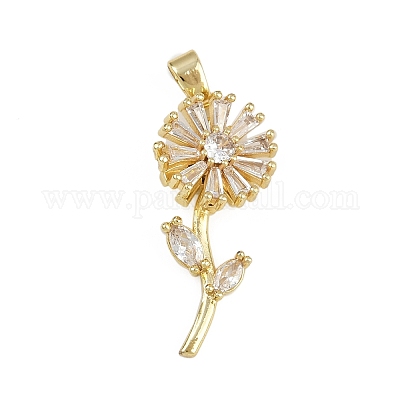 Латунные микропаве прозрачные подвески с фианитом KK-D409-20G-1