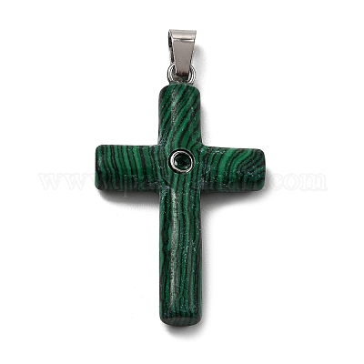 Подвески-кресты из натуральных и синтетических драгоценных камней KK-D021-04P-1