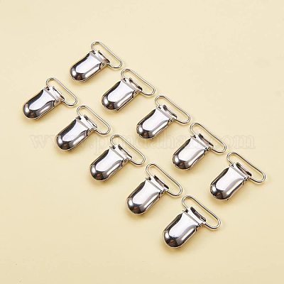 Metal Iron Baby Pacifier Clips, Platinum, 35x15mm
