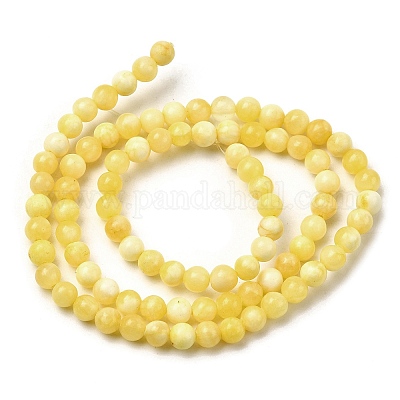 Нити бусин из натурального желтого нефрита G-A274-A01-4mm-1