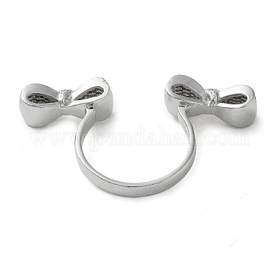 Латунные микро проложить манжеты кольца кубического циркония RJEW-P102-04P-1