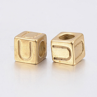 Европейские бусины с большими отверстиями из нержавеющей стали 304 STAS-H428-01G-U-1