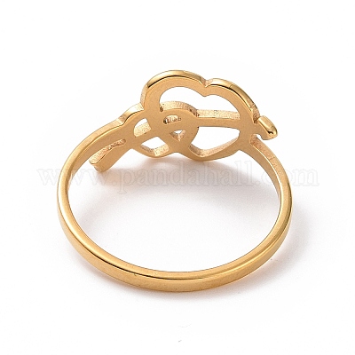 Ионное покрытие(ip) 201 нержавеющая сталь стрела купидона палец кольцо RJEW-J051-19G-1