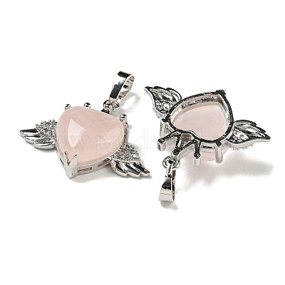 Натуральный розовый кварц с подвесками из прозрачного кубического циркония G-G133-02P-26-1