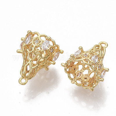 Латунный цирконий филигранная бусина KK-T050-47G-NF-1