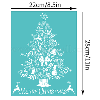 2Pcs 8.5x11inch Silk Screen Printing Stencils Christmas Tree Pattern Silk  Screen Stencils Self-Adhesive Reusable Mesh Transfers Stencil for Painting  on Wood DIY T-Shirts Bags 