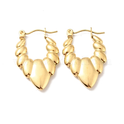 Женские серьги-кольца из нержавеющей стали 304 с ионным покрытием (IP) в форме овала EJEW-A076-03G-1