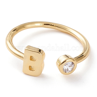 Латунные кольца из манжеты с прозрачным цирконием RJEW-J074-01G-B-1