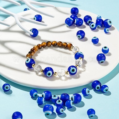 3 нить 3 стилей ручной работы сглаз лэмпворк круглые бусы LAMP-LS0001-12B-1