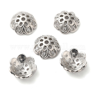 Латунные микро проложить кубического циркония Шапочки KK-E068-VF838-1-1