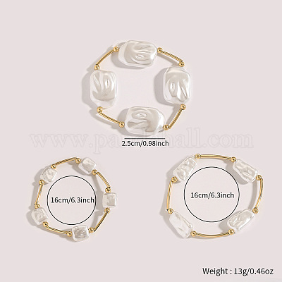 3 шт. 3 стильных браслета из латуни и искусственного жемчуга для женщин FS-WGEC677-01-1