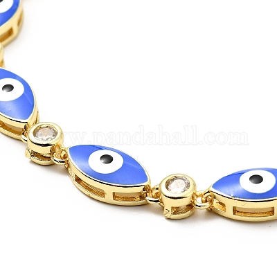 Браслет-слайдер со звеньями из прозрачного кубического циркония и эмали BJEW-A127-01G-1