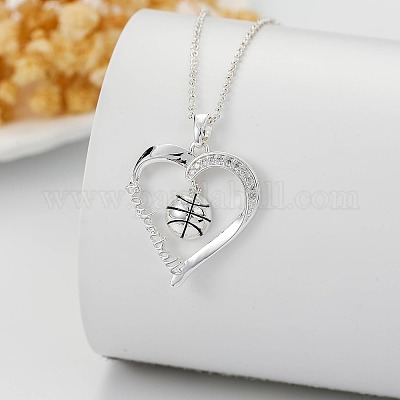 Спортивный мяч сердце сплав микро паве прозрачный кубический цирконий кулон ожерелья для девочек FS-WG15C5A-01-1