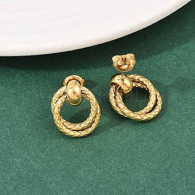 Серьги-гвоздики с текстурированными кольцами из нержавеющей стали 304 EJEW-P324-04G-1