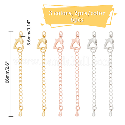 6 шт. 3-х цветный латунный удлинитель цепи KK-NB0003-14-1