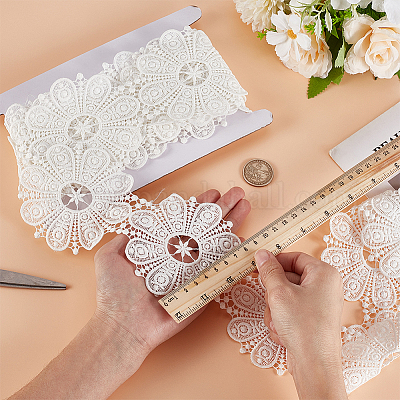 4 ярд цветочной полиэфирной кружевной ленты с вышивкой OCOR-MA0001-41A-1