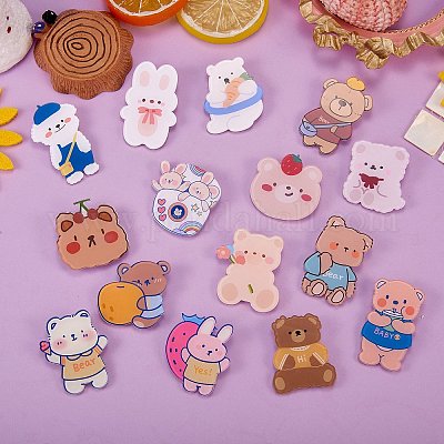 15 шт. 15 стильные булавки для броши с медведем и кроликом JEWB-SZ0001-35-1