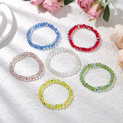 Прозрачные гальванические стеклянные бусины с корейскими эластичными хрустальными нитями браслеты BJEW-JB11687-1