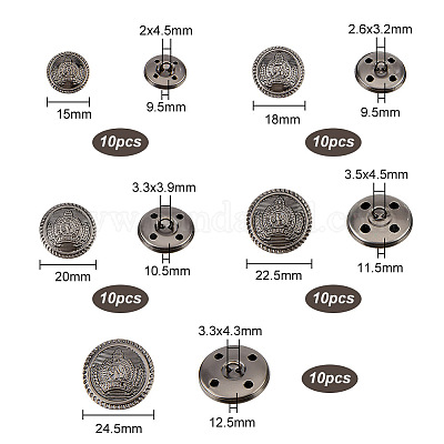 Wholesale OLYCRAFT 50Pcs Metal Blazer Buttons Flat Round Brass Buttons with  Badge 15mm 18mm 20mm 23mm 25mm Vintage Suits Button Set for Blazer 