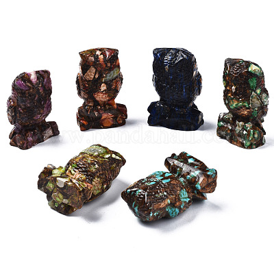 Украшение из натурального бронзита и синтетической имперской яшмы в сборе совы G-N330-63-1